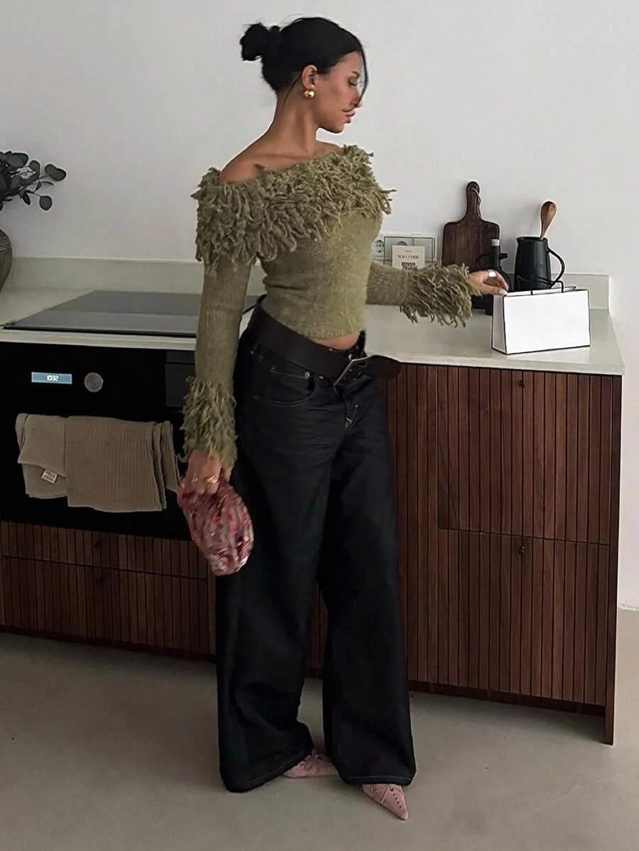 SHEIN ZIELONY SWETER DŁUGI RĘKAW S06__M