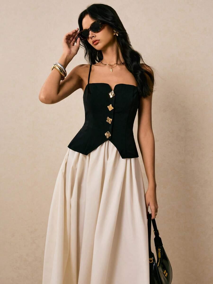 SHEIN SUKIENKA NA RAMIĄCZKACH S09__XS