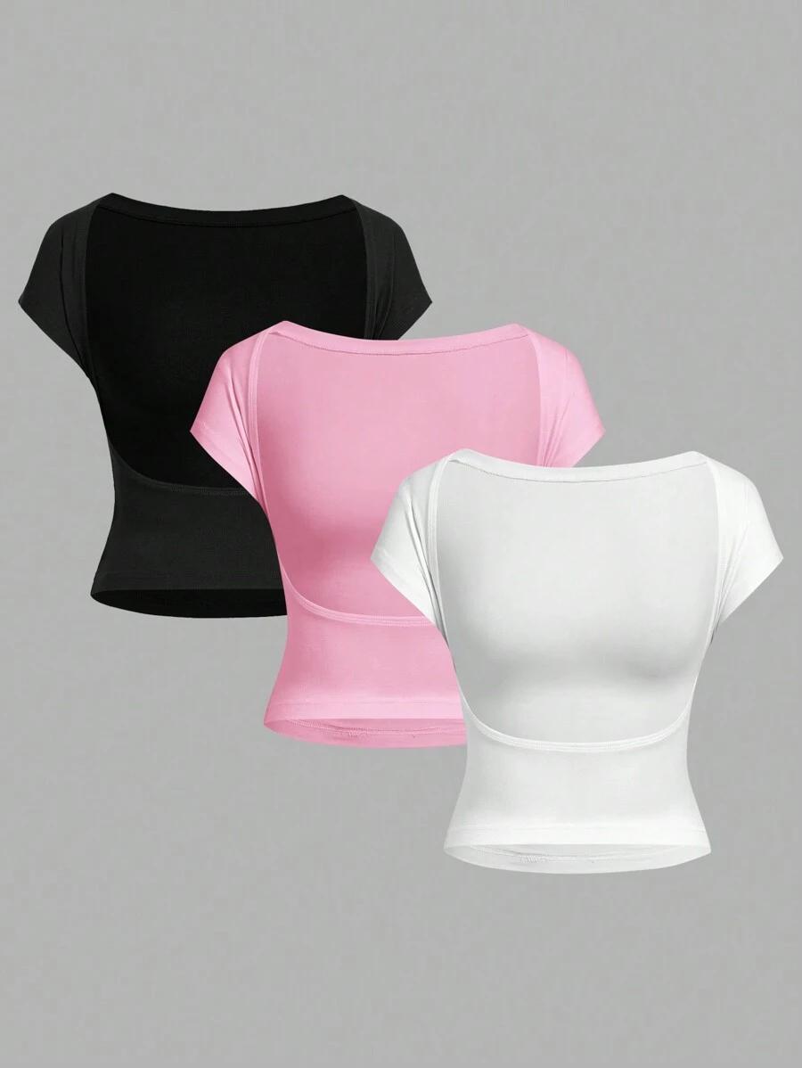 SHEIN TOP ODKRYTE PLECY 3-PACK S06__M