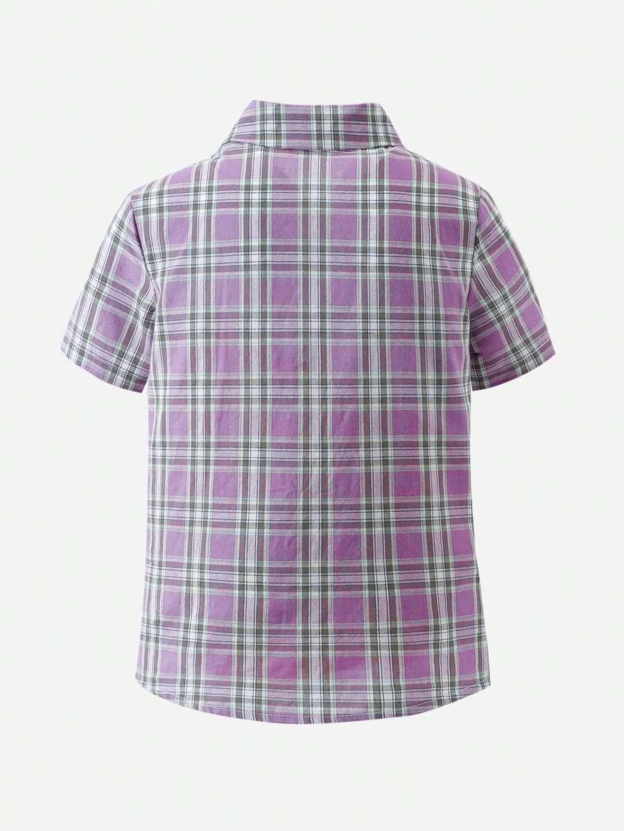 SHEIN FIOLETOWA KOSZULA W KRATKĘ S06__128-134