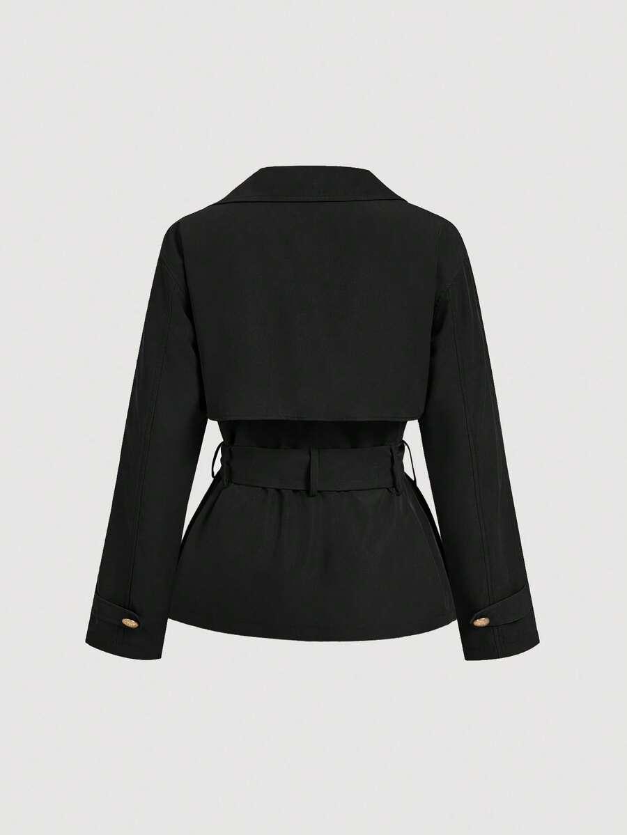 SHEIN CZARNY PŁASZCZ GUZIKI S06__XXS