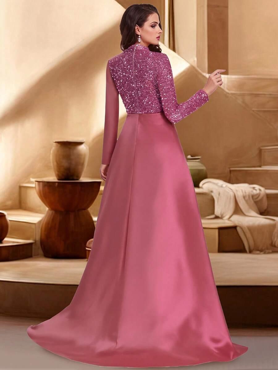 SHEIN RÓŻOWA MAXI SUKIENKA CEKINY S06__M
