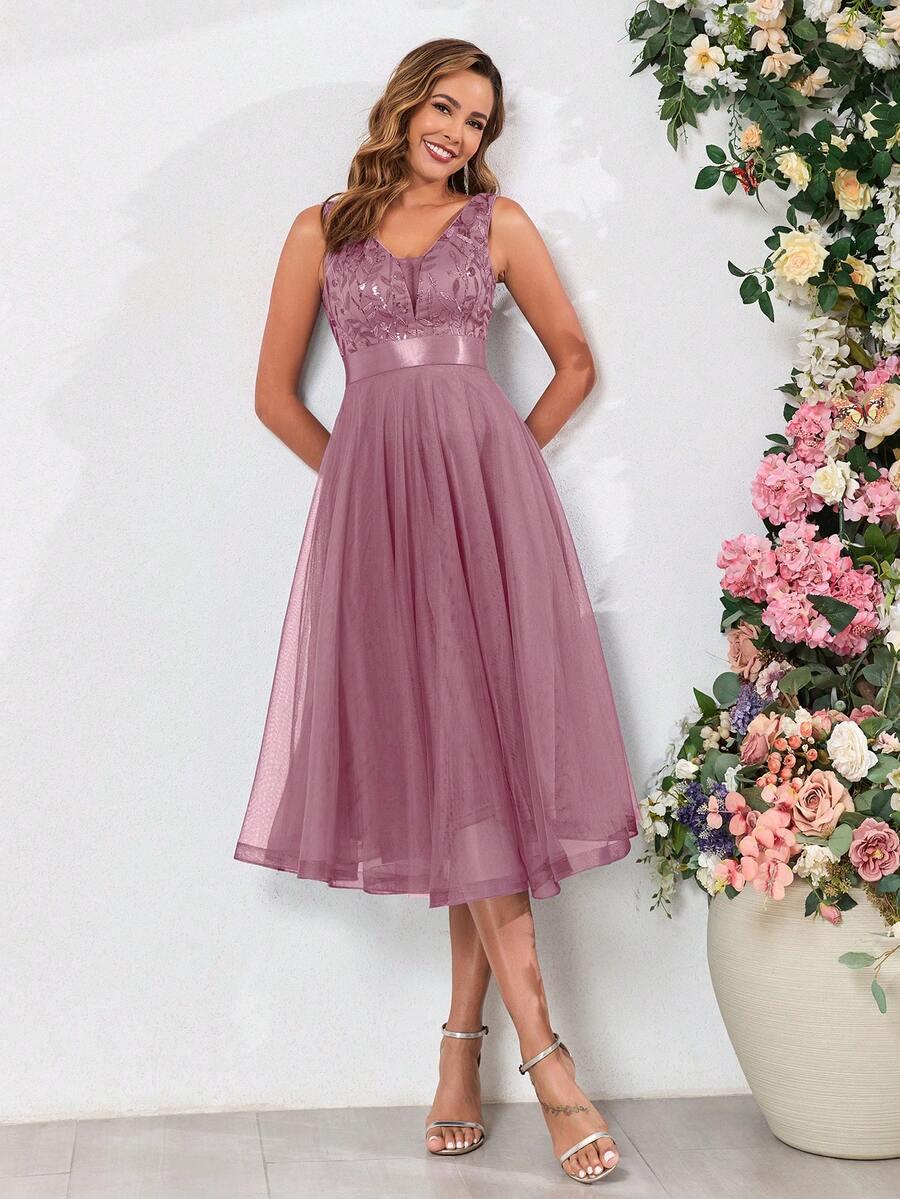 SHEIN FIOLETOWA SUKIENKA ZDOBIENIE S06__L