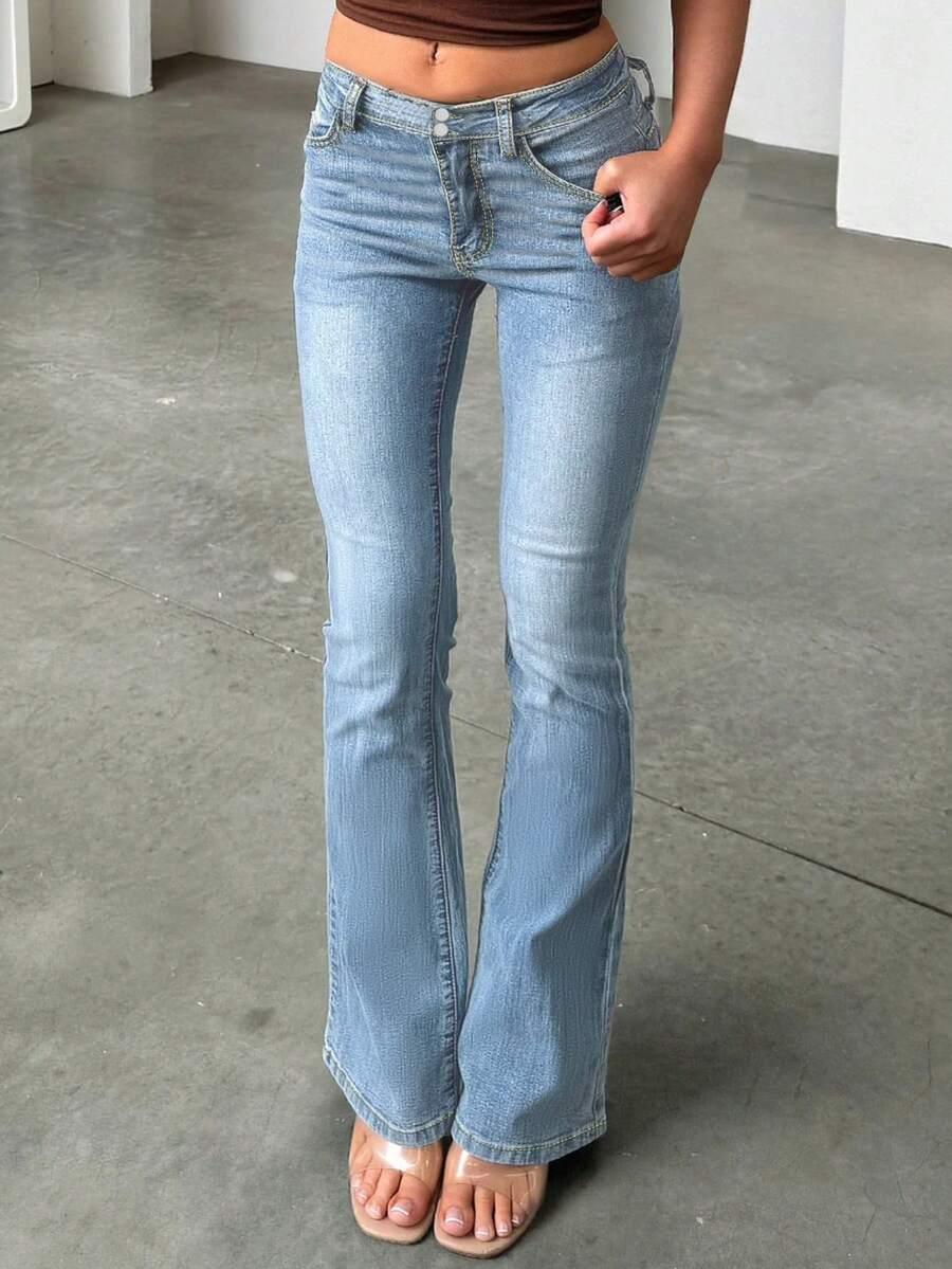 SHEIN NIEBIESKIE SPODNIE FLARE JEANS PK01__L