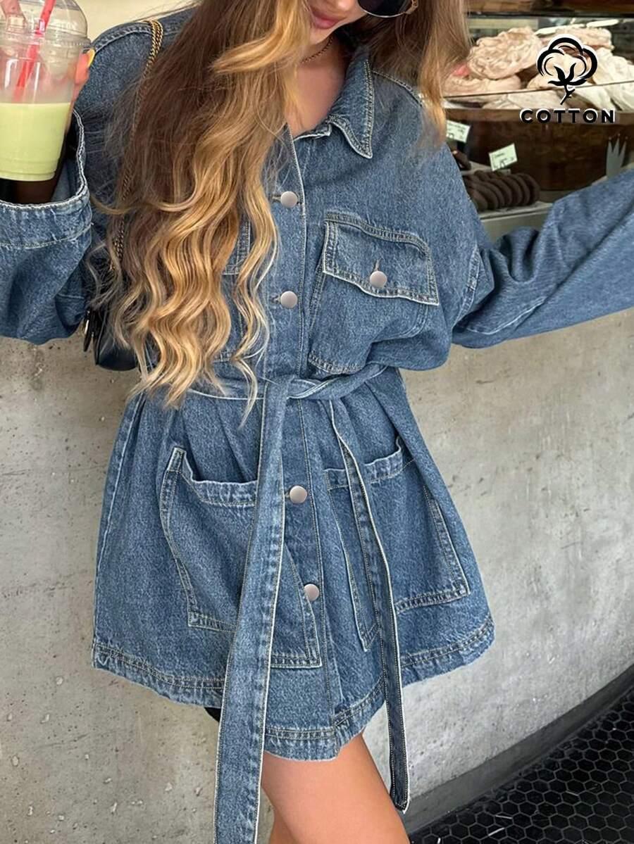 SHEIN NIEBIESKA JEANSOWA SUKIENKA