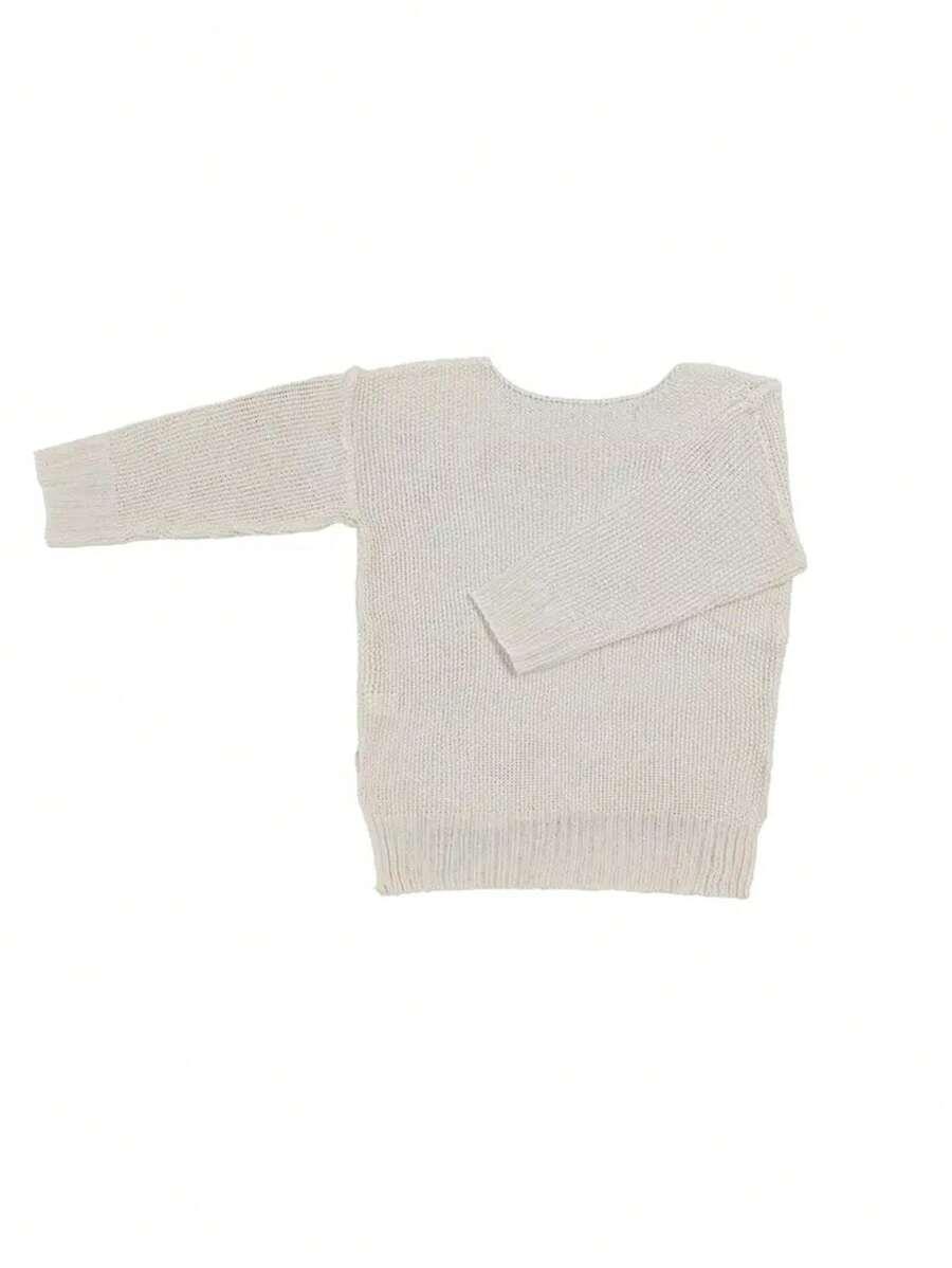 SHEIN BEŻOWY ASYMETRYCZNY SWETER S06__46