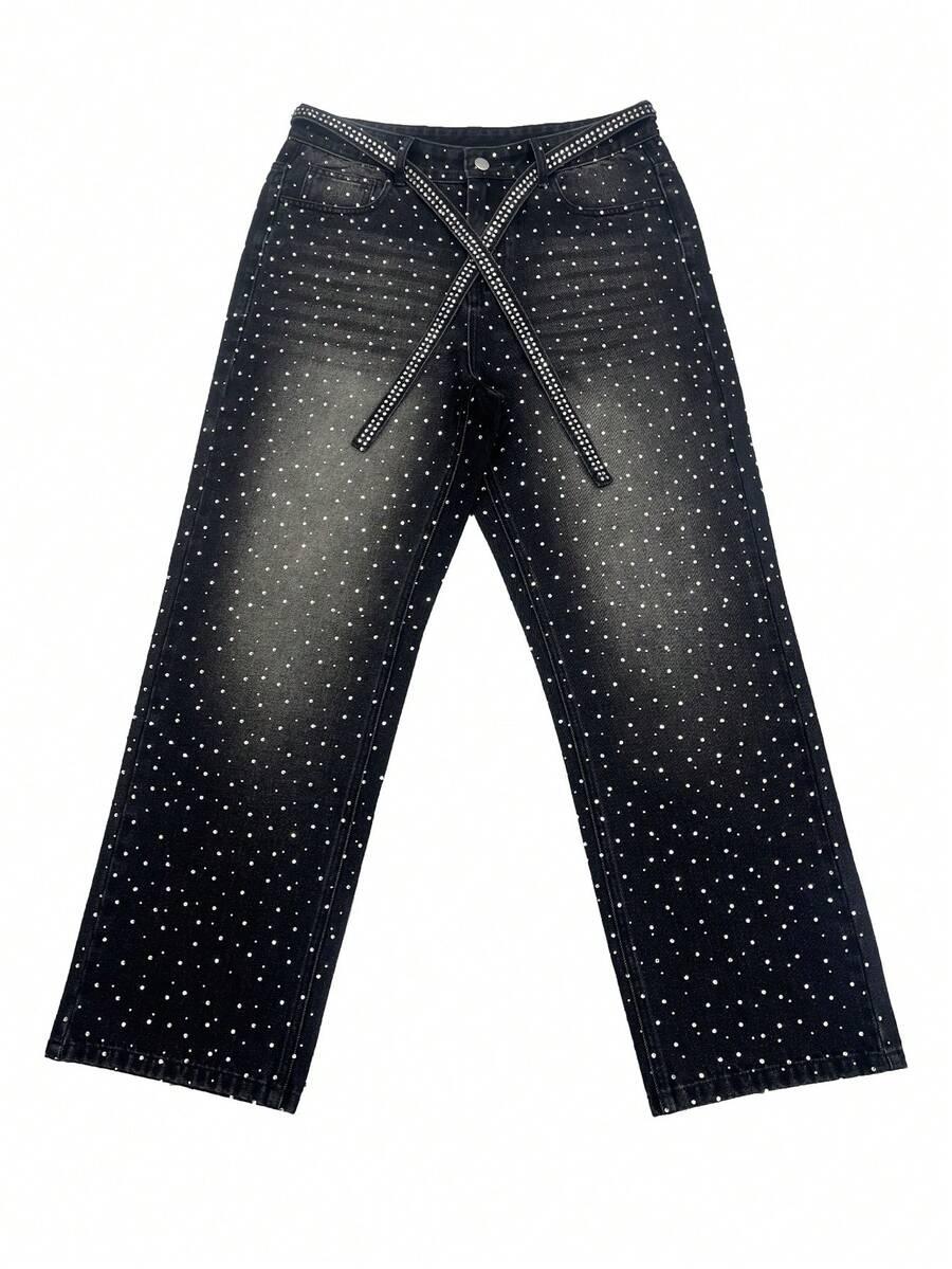 SHEIN CZARNE SPODNIE JEANS CEKINY S06__L