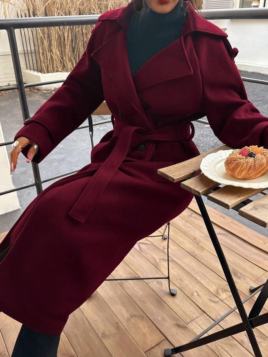 SHEIN BORDOWY KLASYCZNY PŁASZCZ W01__M