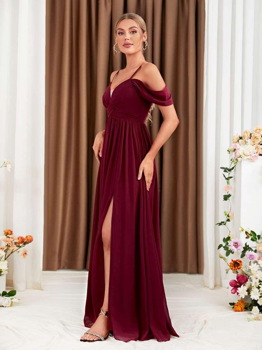 UNITHORSE BORDOWA MAXI SUKIENKA ROZCIĘCIE S06__S