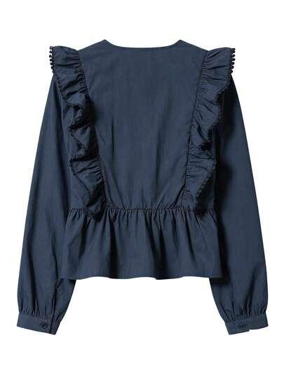 SHEIN GRANATOWA BLUZKA DŁUGI RĘKAW S06__L