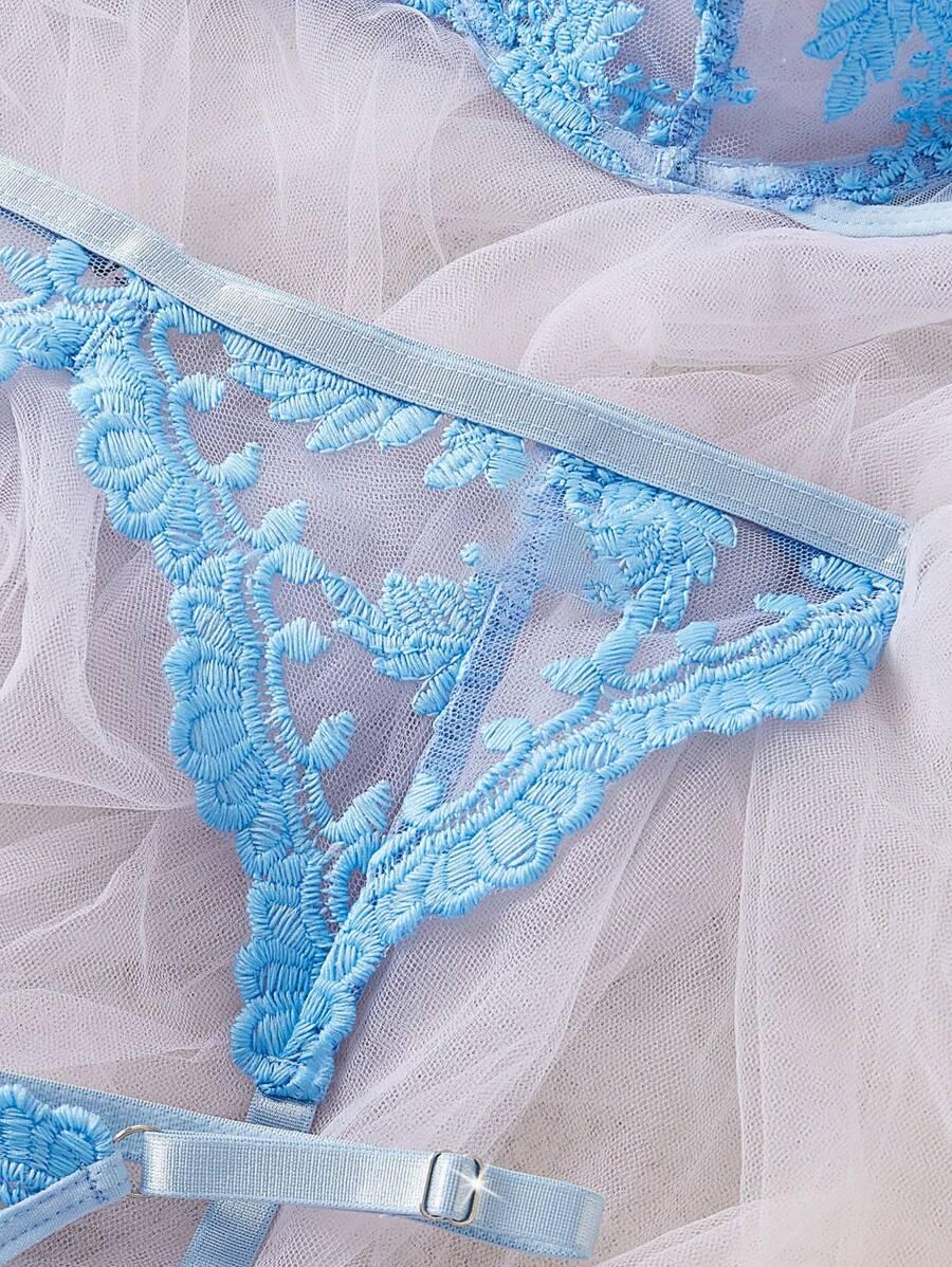 SHEIN NIEBIESKI KOMPLET BIELIZNY MAJTKI BIUSTONOSZ S06__M