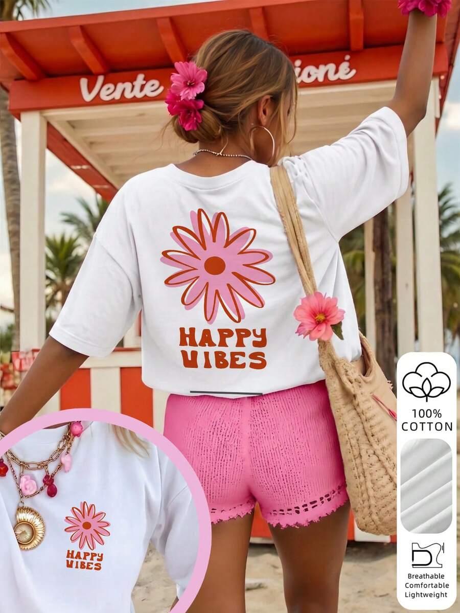SHEIN BIAŁY T-SHIRT PRINT S06__L