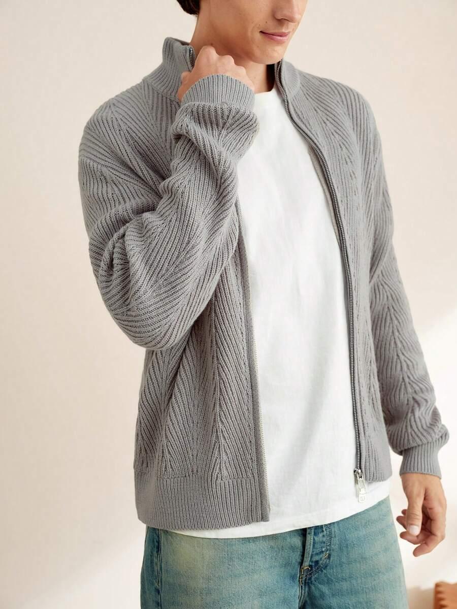 MANFINITY SZARY SWETER ZAMEK S06__L