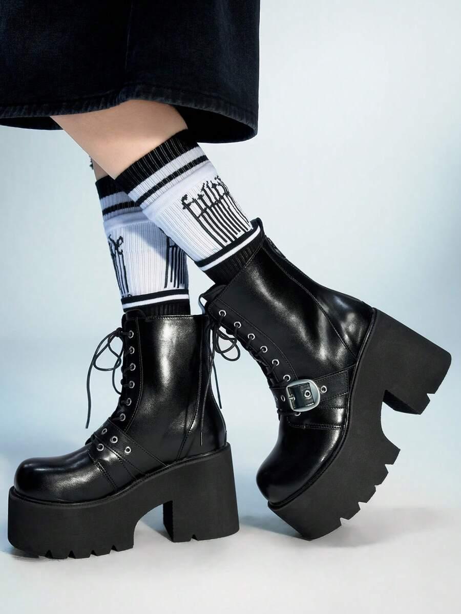 SUGERPUNK CZARNE BOTKI PLATFORMA W01__38