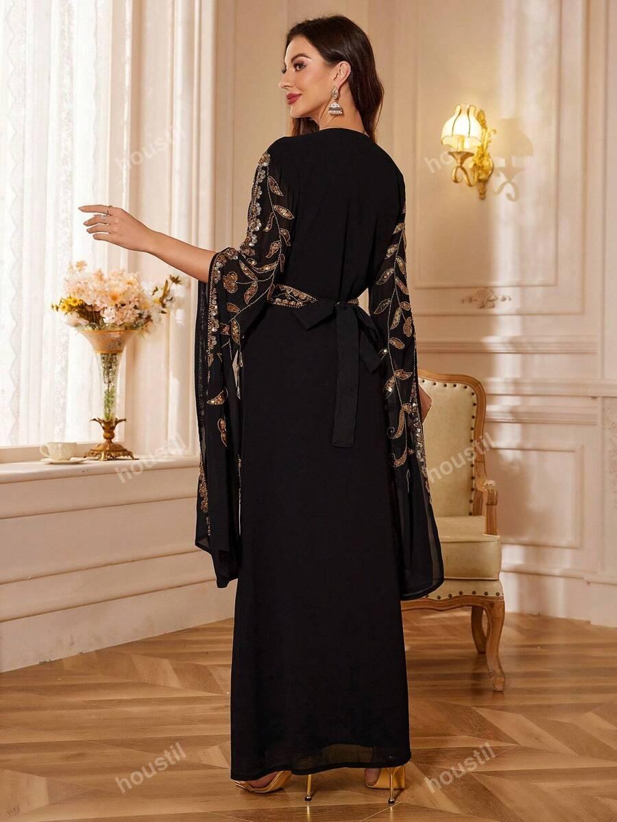 SHEIN CZARNA MAXI SUKIENKA ZDOBIENIE S06__XL