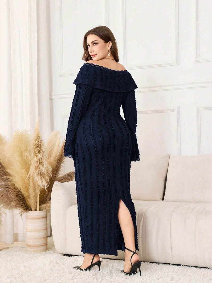 MODELYN GRANATOWA SUKIENKA MAXI DZIANINA S06__46