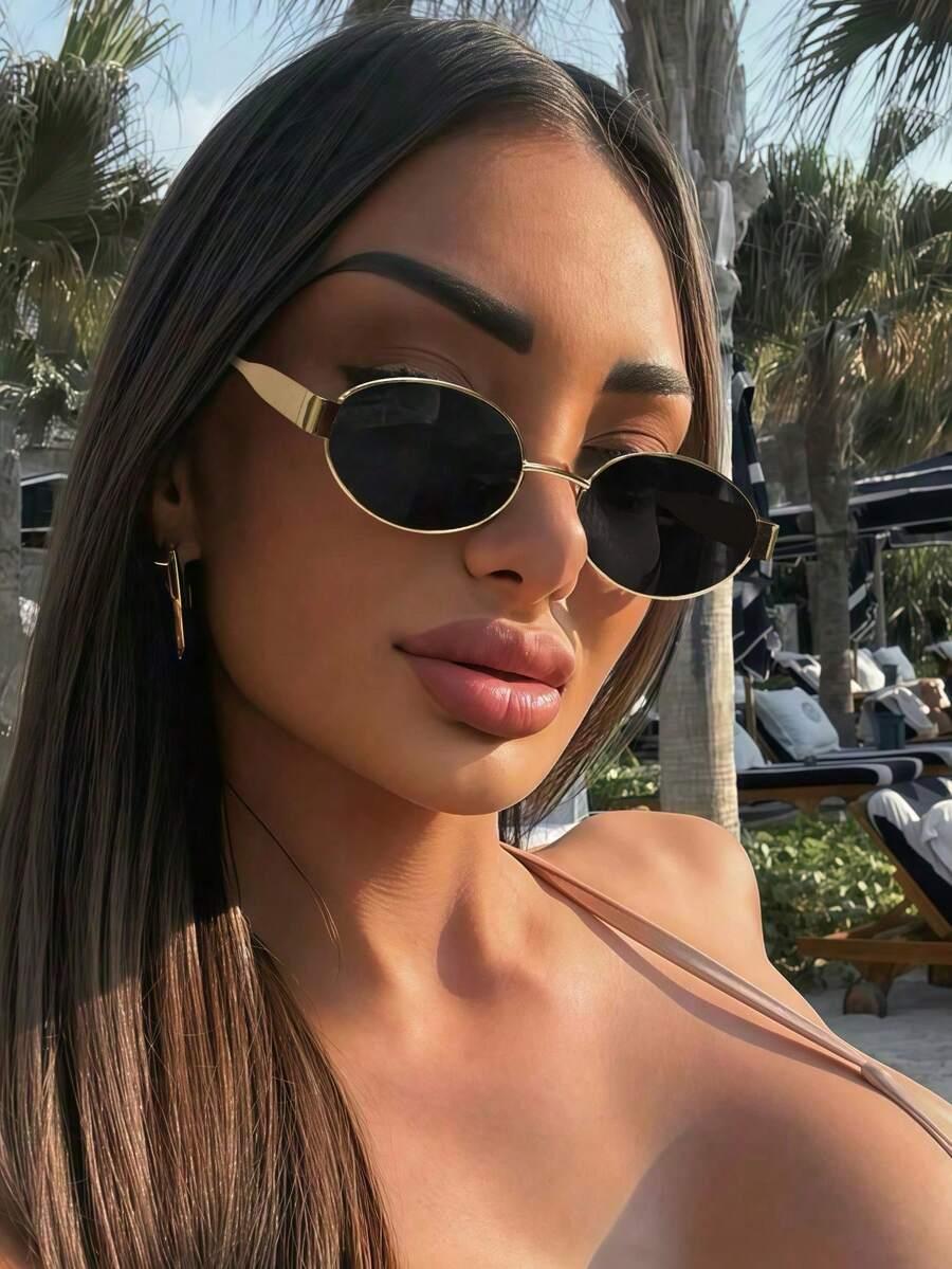 SHEIN OKULARY PRZECIWSŁONECZNE ZŁOTE OPRAWKI S07