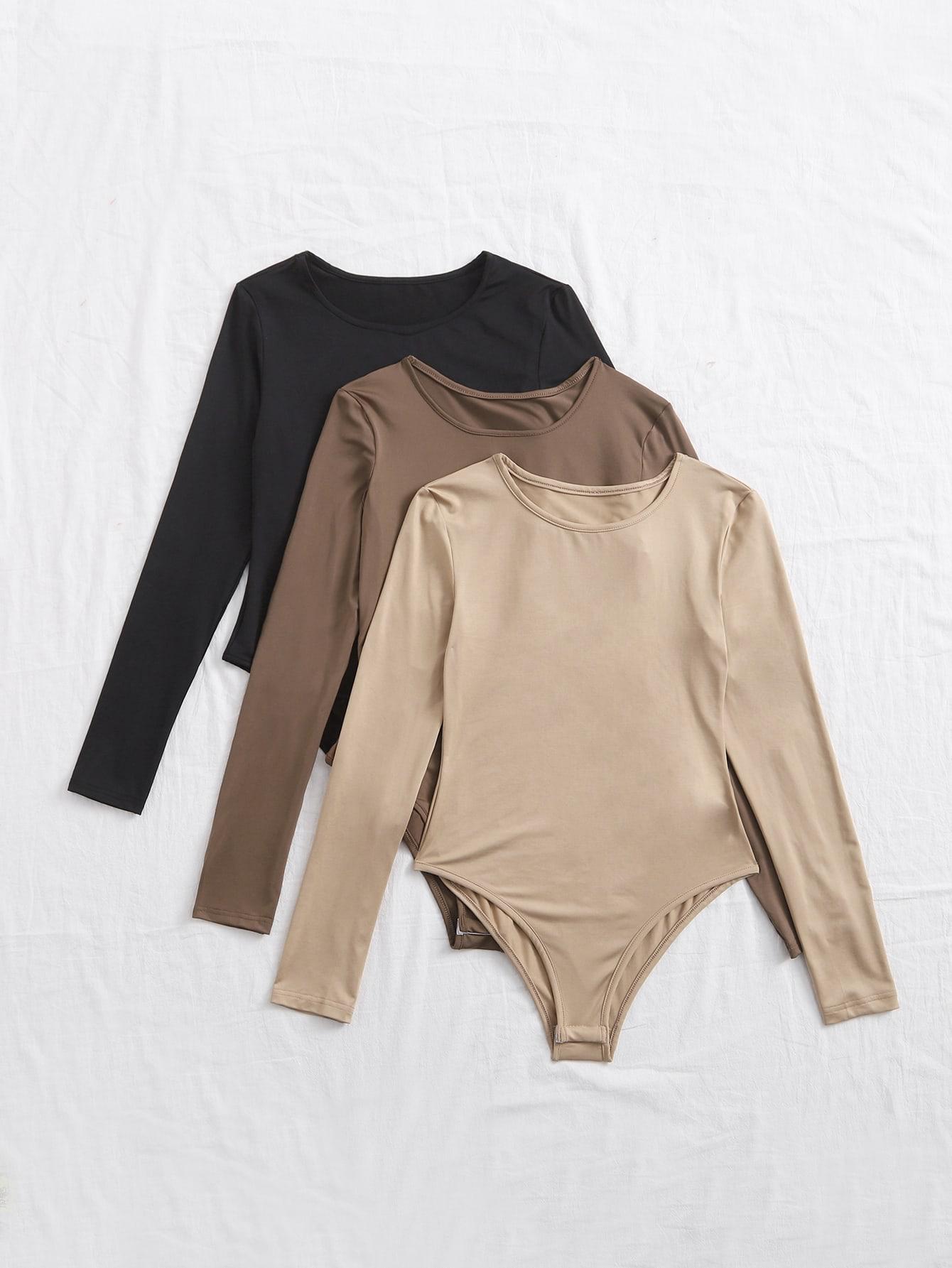 SHEIN BRĄZOWE BODY DŁUGI RĘKAW S06__L