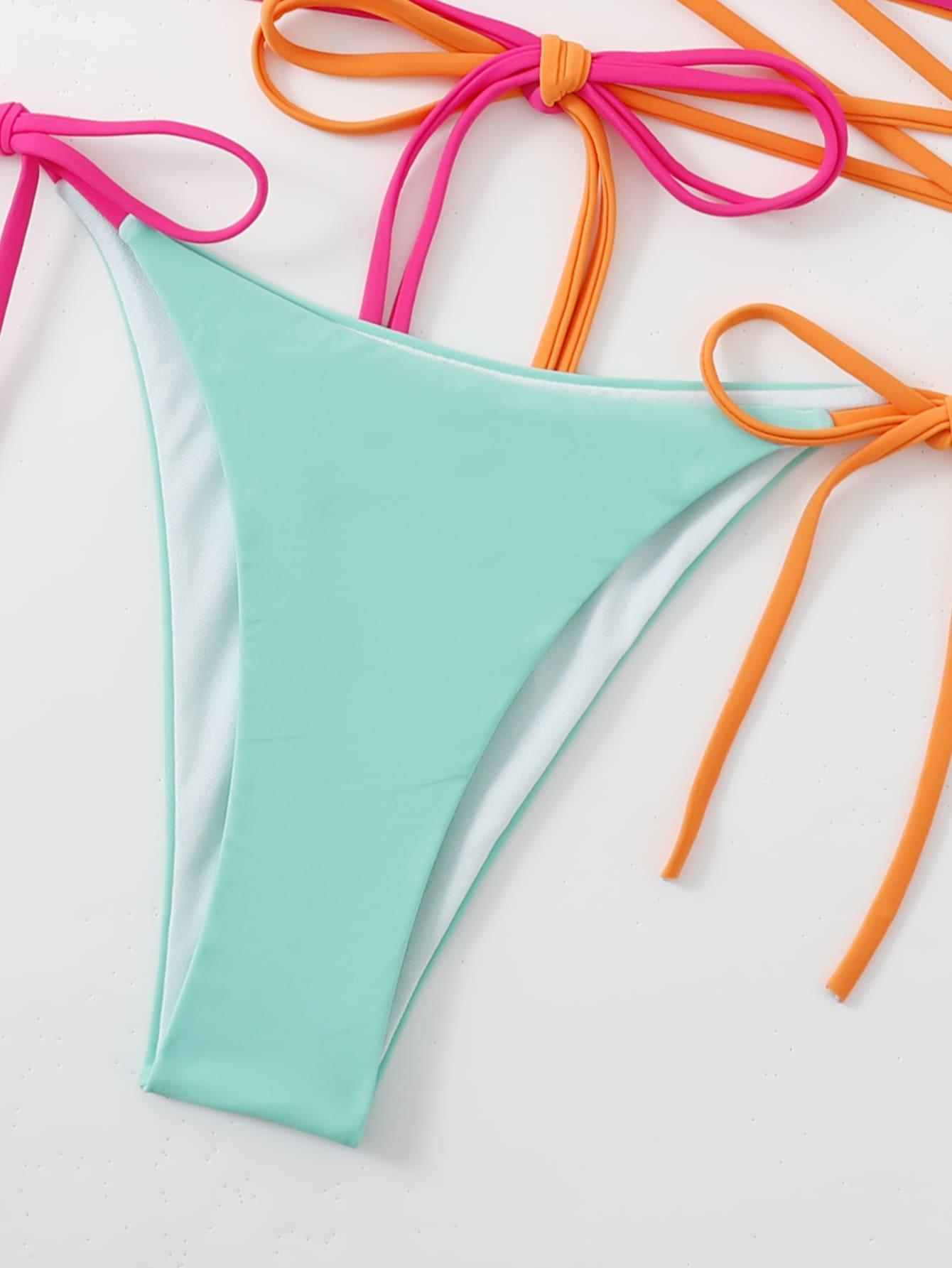 SHEIN WIELOKOLOROWY DWUCZĘŚCIOWY STRÓJ KĄPIELOWY S09__M