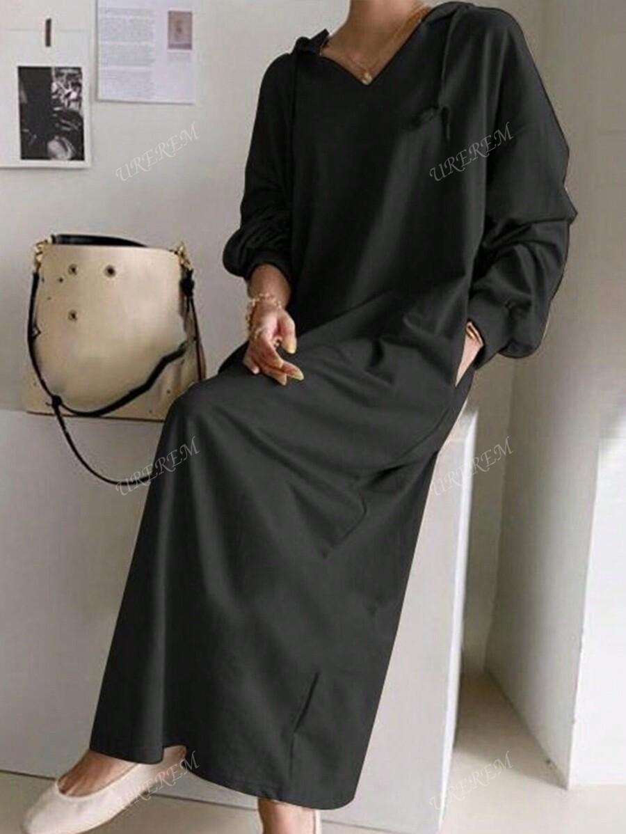 SHEIN CZARNA SUKIENKA Z KAPTUREM S06__50