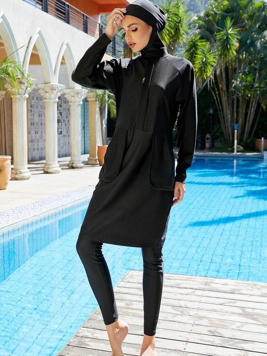 SHEIN CZARNY DWUCZĘŚCIOWY STRÓJ KĄPIELOWY S09__XL