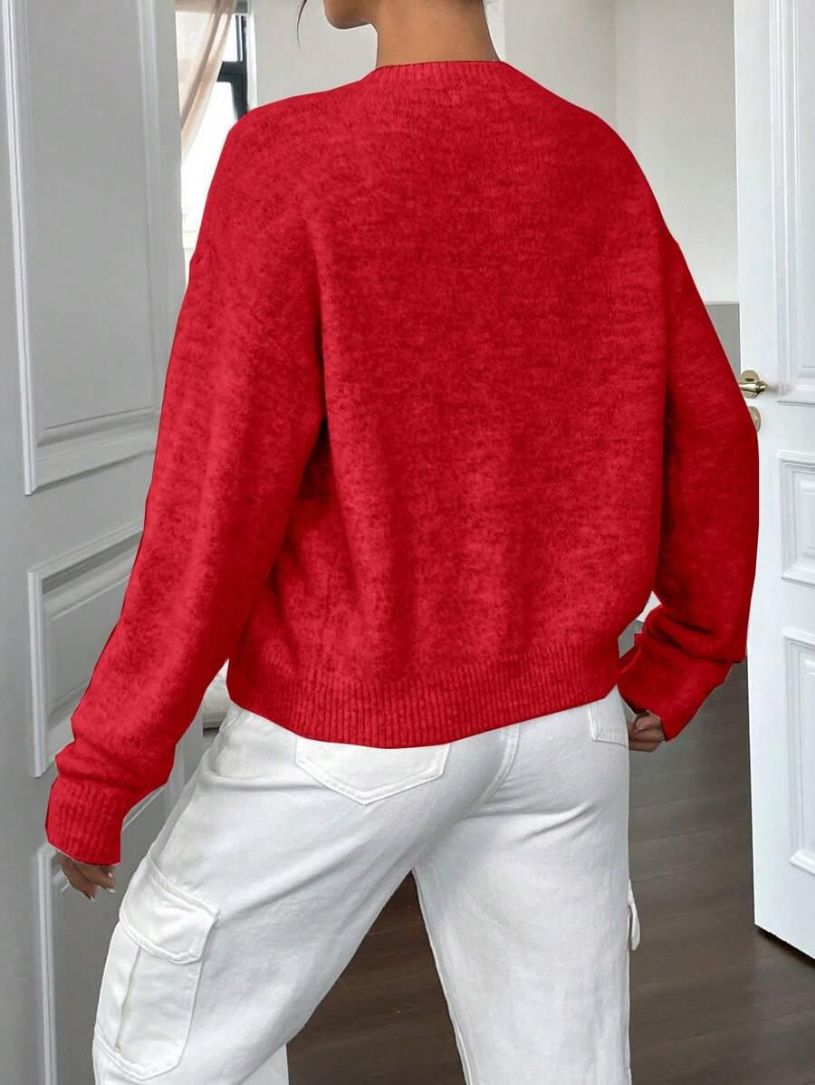 FLIRLA CZERWONY SWETER GUZIKI S06__XS