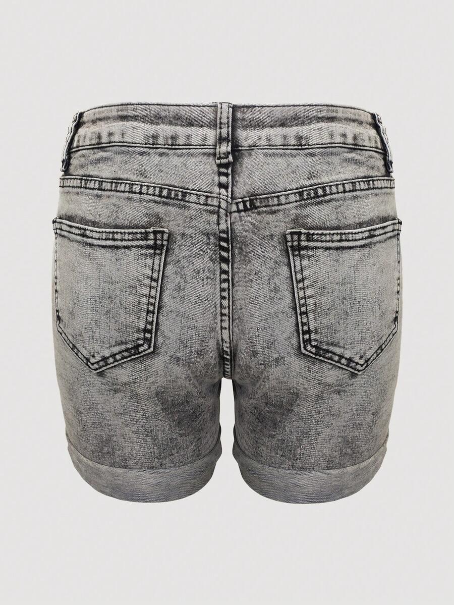 SHEIN CZARNE KRÓTKIE SPODENKI JEANS PRINT S06__S