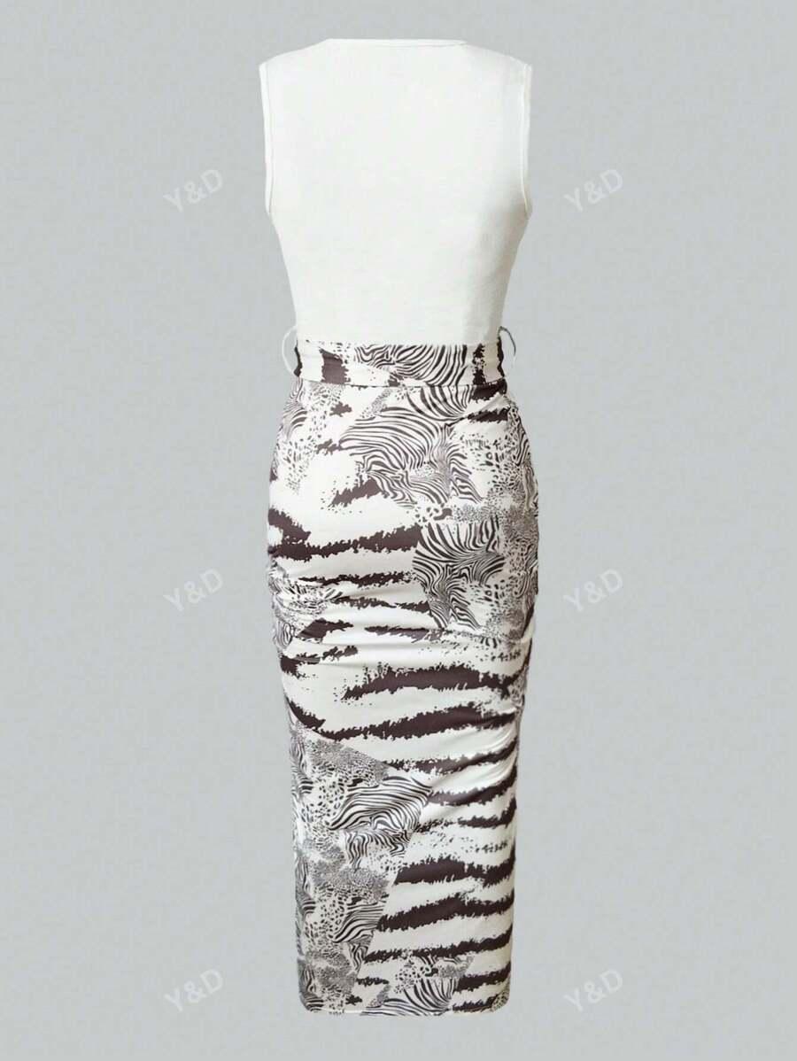 SHEIN MAXI SUKIENKA PRINT S06__L