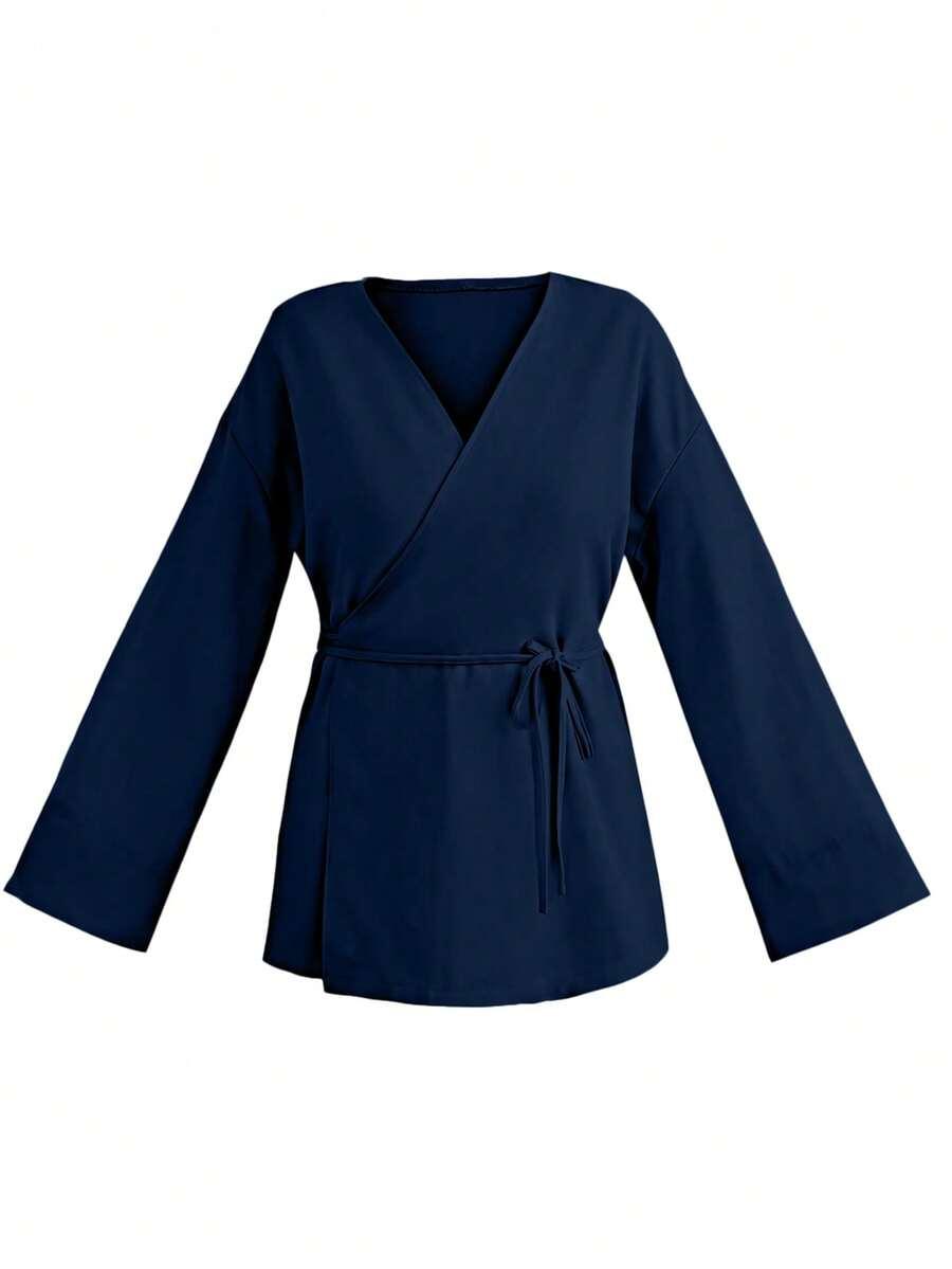 SHEIN GRANATOWA BLUZKA DŁUGI RĘKAW PK01__M