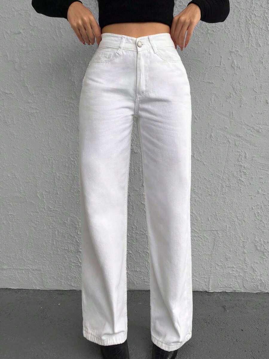 SHEIN BIAŁE SPODNIE JEANS S06__S