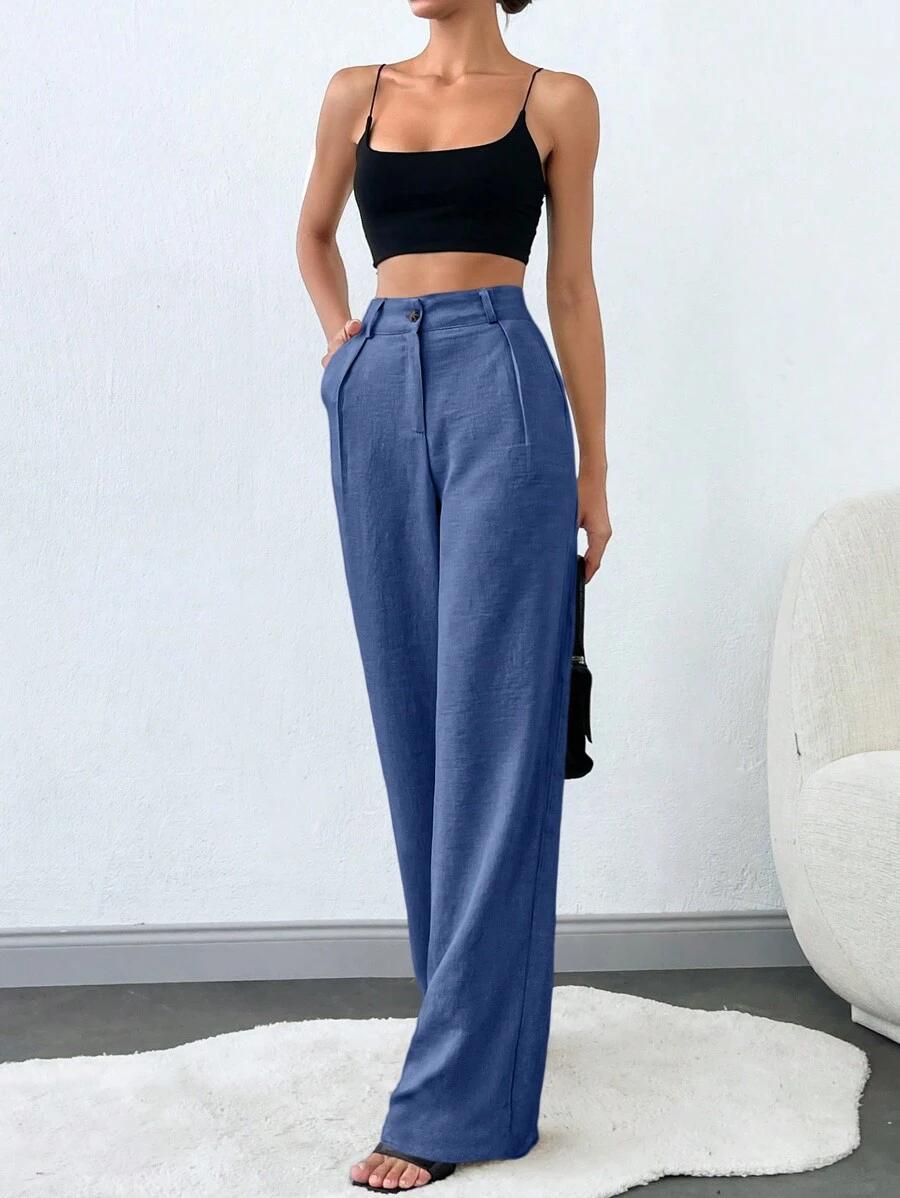 SHEIN NIEBISKIE PROSTE SPODNIE S09__L