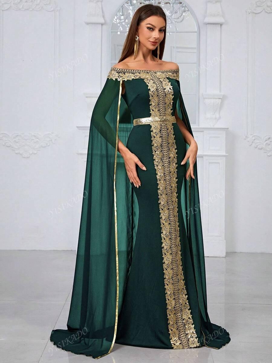 SHEIN ZIELONA SUKIENKA MAXI ZDOBIENIA S06__XL