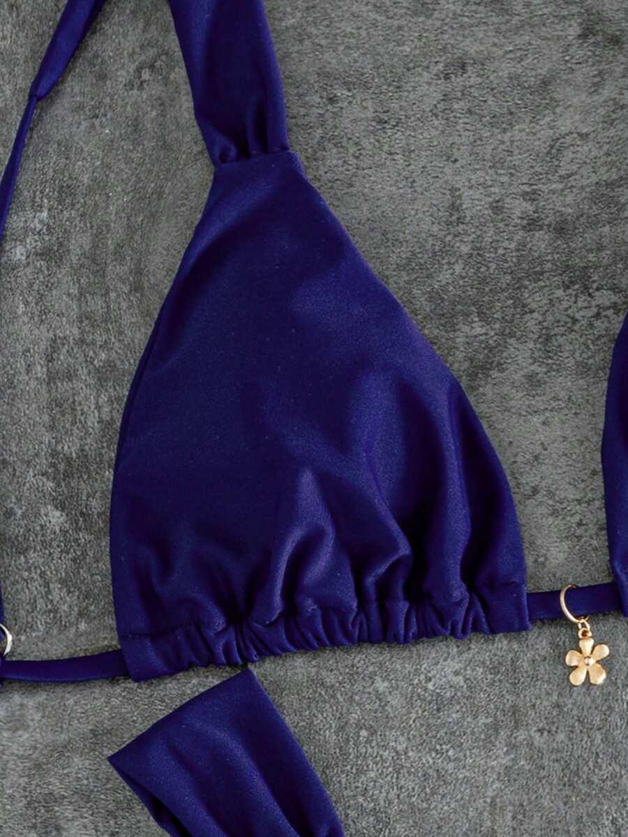 SHEIN GRANATOWY DWUCZĘŚCIOWY STRÓJ KĄPIELOWY S09__L