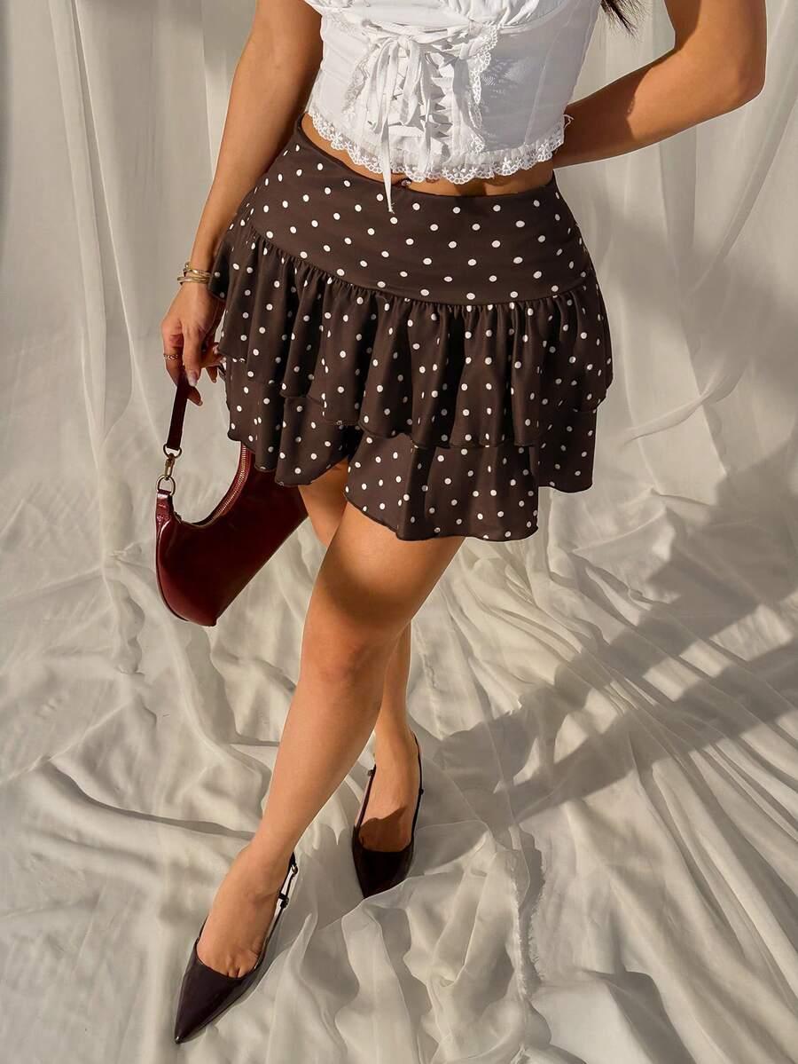 SHEIN BRĄZOWA MINI SPÓDNICA S06__S