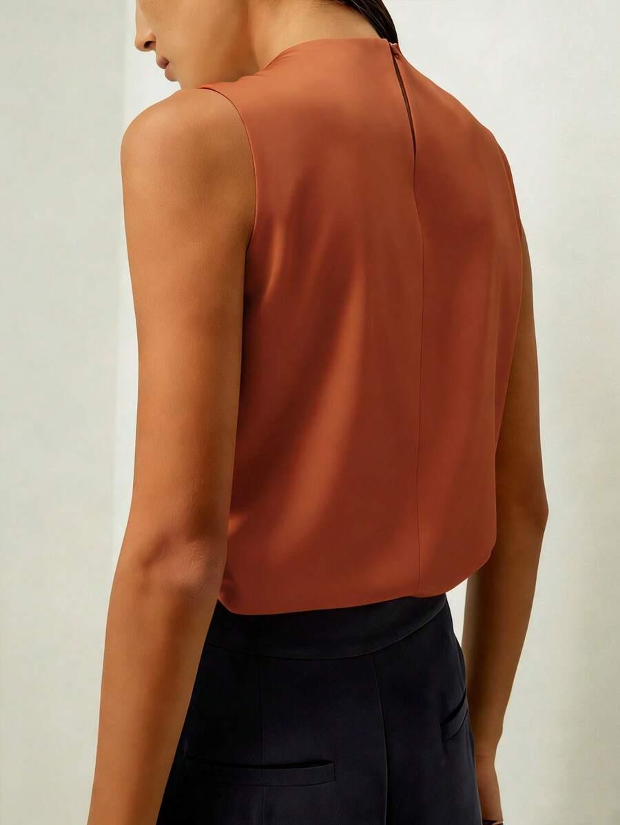 SHEIN POMARAŃCZOWA BLUZKA BEZ RĘKAWÓW S06__L