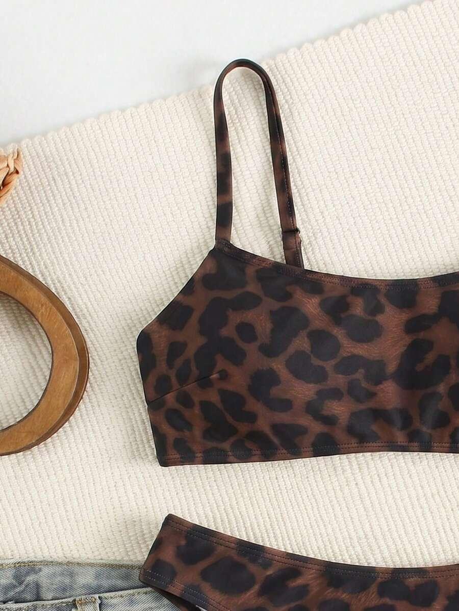 SHEIN DWUCZĘŚCIOWY STRÓJ KĄPIELOWY ANIMAL PRINT S09__XS
