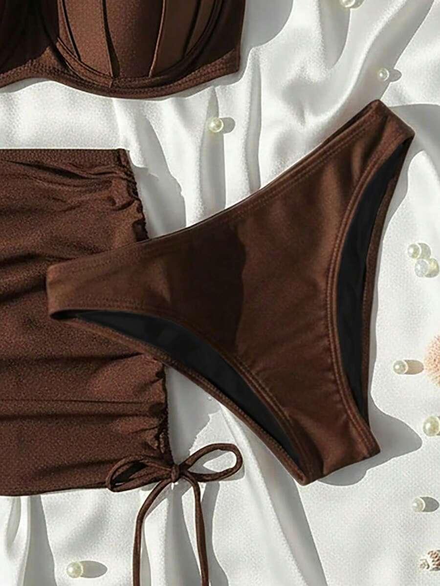 SHEIN DWUCZĘŚCIOWY STRÓJ KĄPIELOWY SPÓDNICA S06__L
