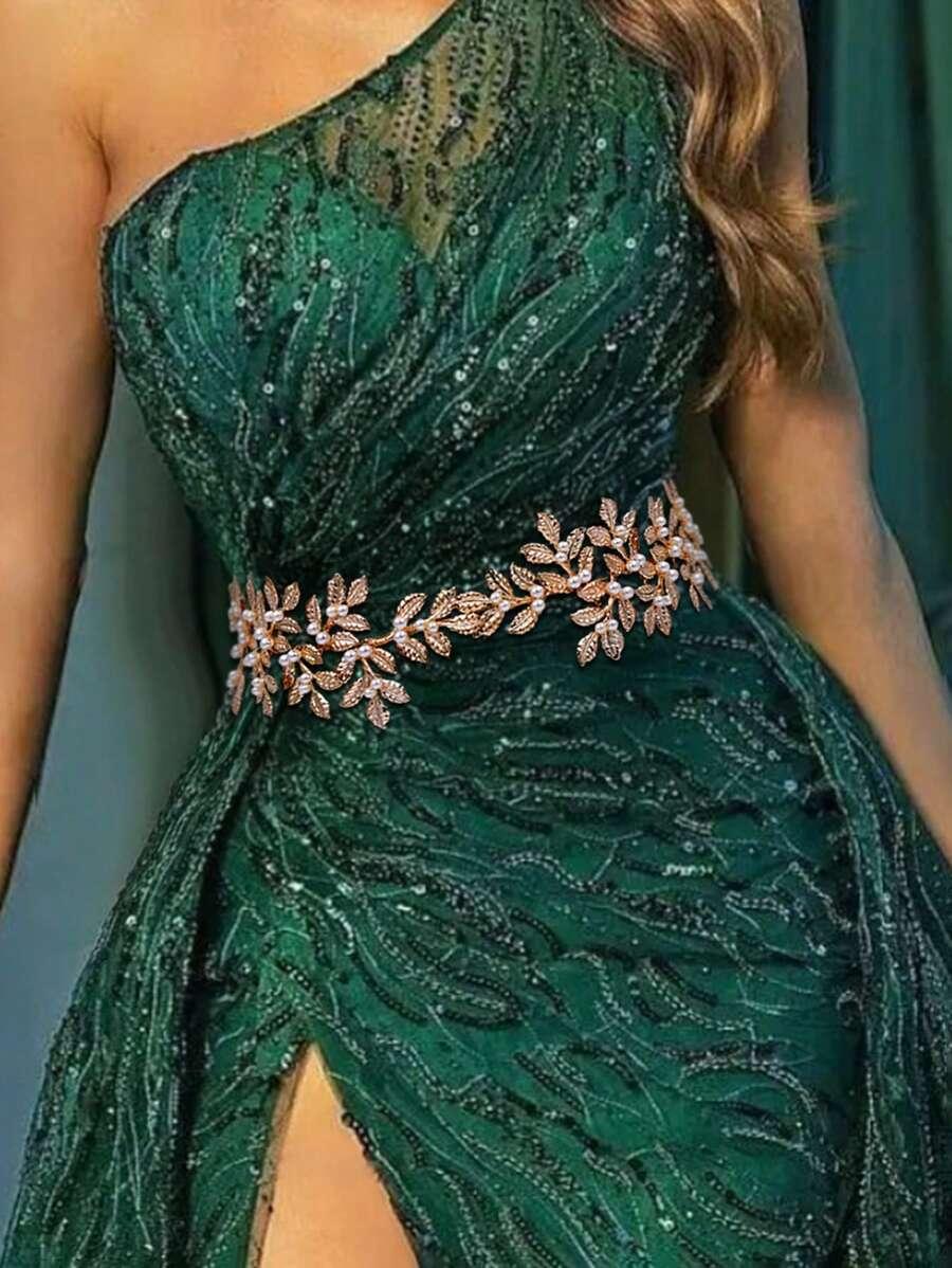 SHEIN ZŁOTY PASEK KWIATY S07__36X7