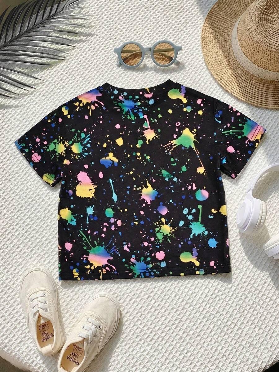 SHEIN CZARNY T-SHIRT Z NADRUKIEM S06__116-122
