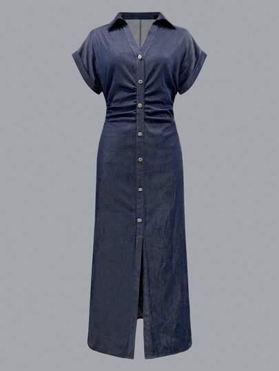 SHEIN GRANATOWA MIDI SUKIENKA S06__XS