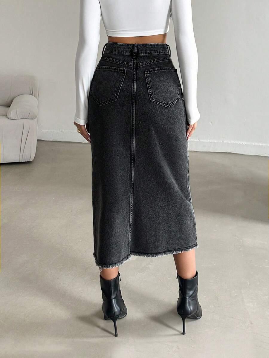 SHEIN MIDI SPÓDNICA JEANS S06__XXS