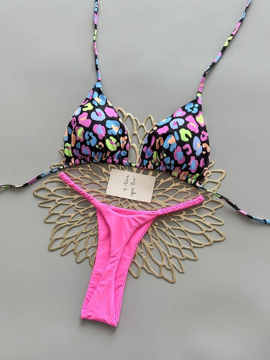 SHEIN DWUCZĘŚCIOWY STRÓJ KĄPIELOWY ANIMAL PRINT S09__S
