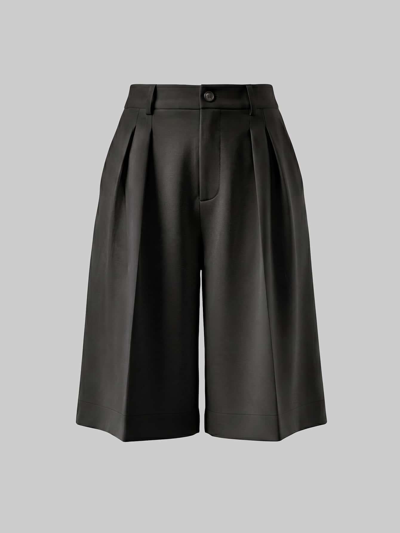 SHEIN CZARNE MATERIAŁOWE SPODENKI S06__L