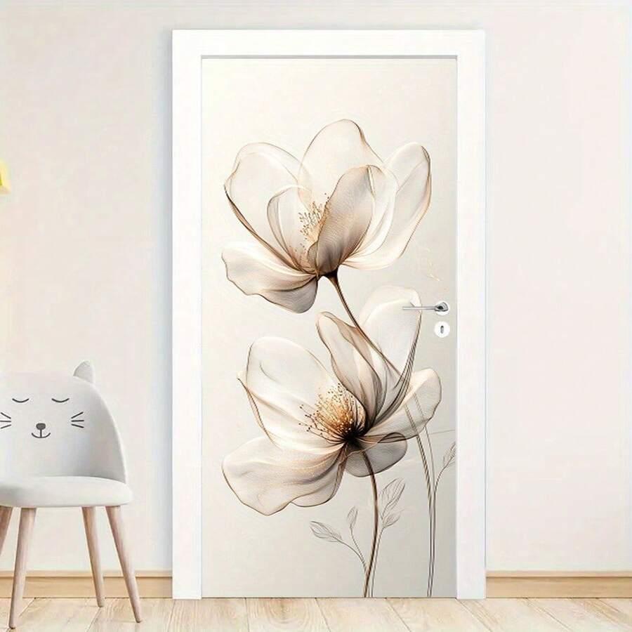SHEIN NAKLEJKA ŚCIENNA WZÓR KWIATY S07__95X215