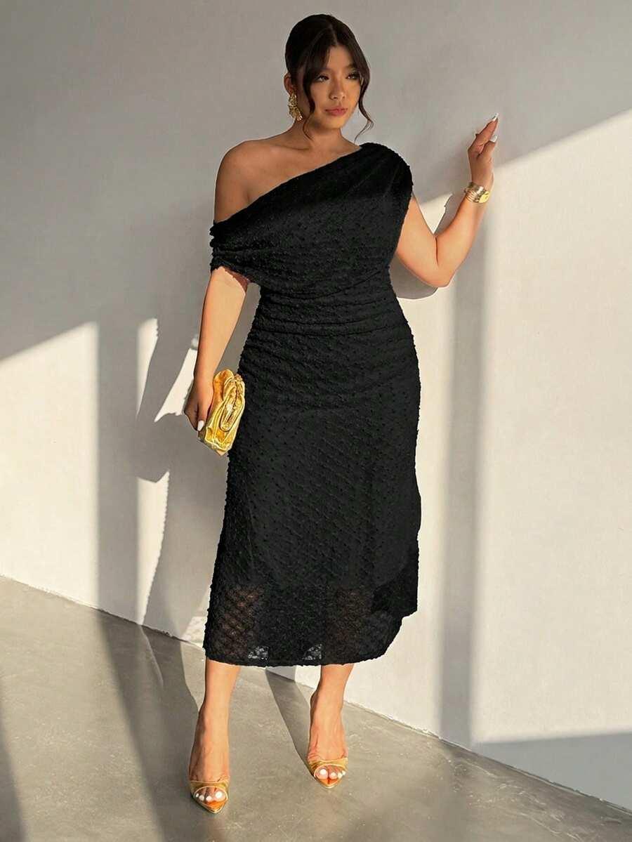 SHEIN CZARNA MIDI SUKIENKA S09__50