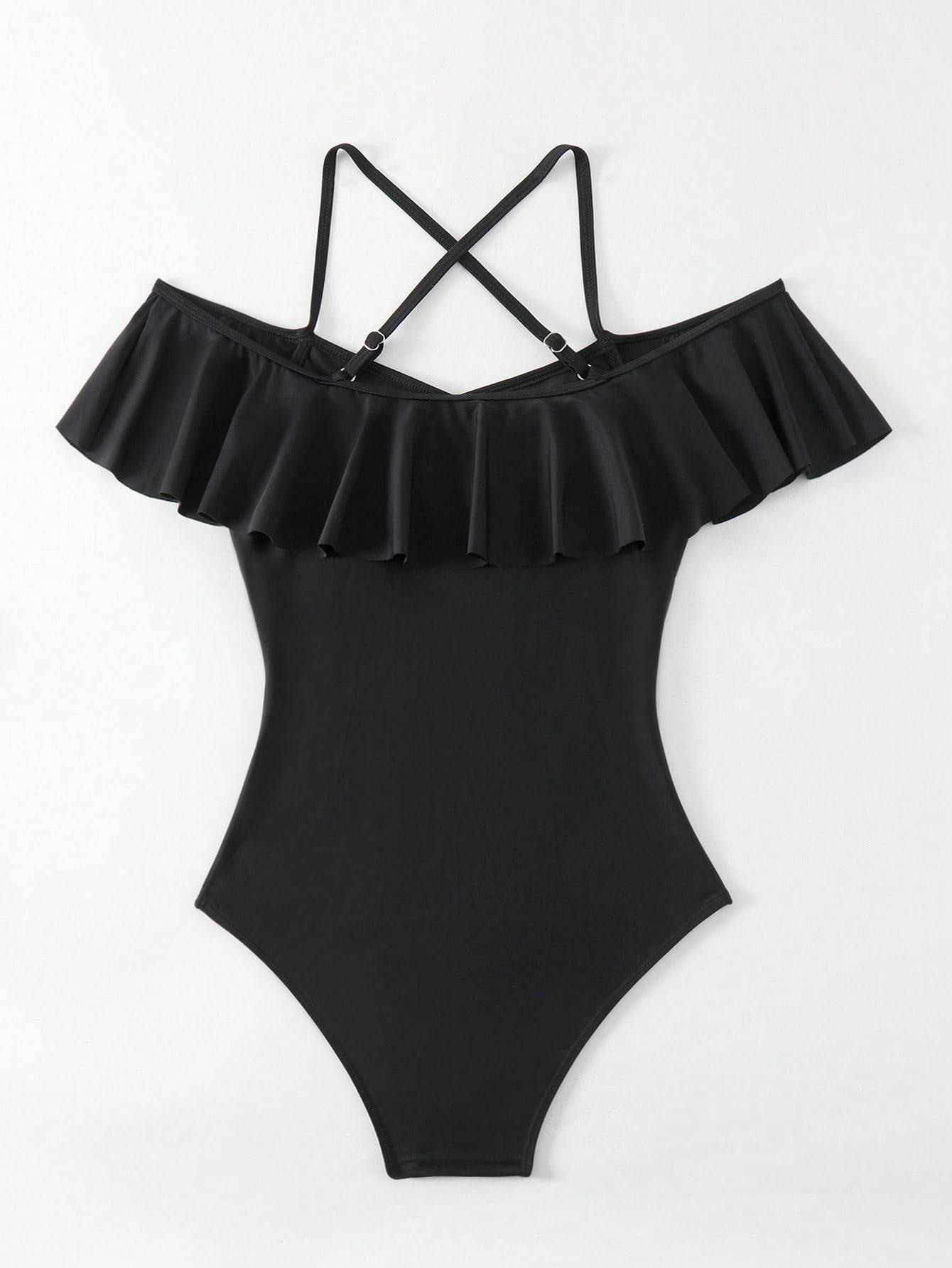 SHEIN CZARNY JEDNOCZĘŚCIOWY STRÓJ KĄPIELOWY S09__S