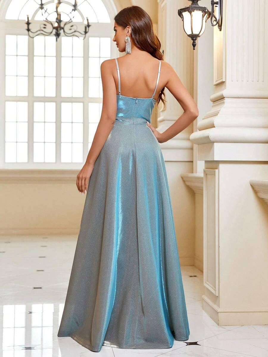 SHEIN MAXI SUKIENKA NA RAMIĄCZKACH POŁYSK S06__L