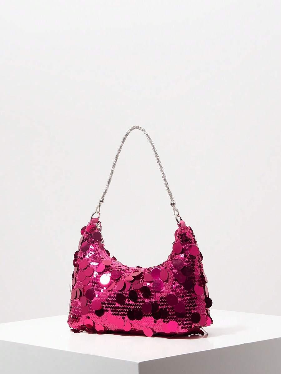 SHEIN RÓŻOWA TOREBKA CEKINY S07__26X7X13