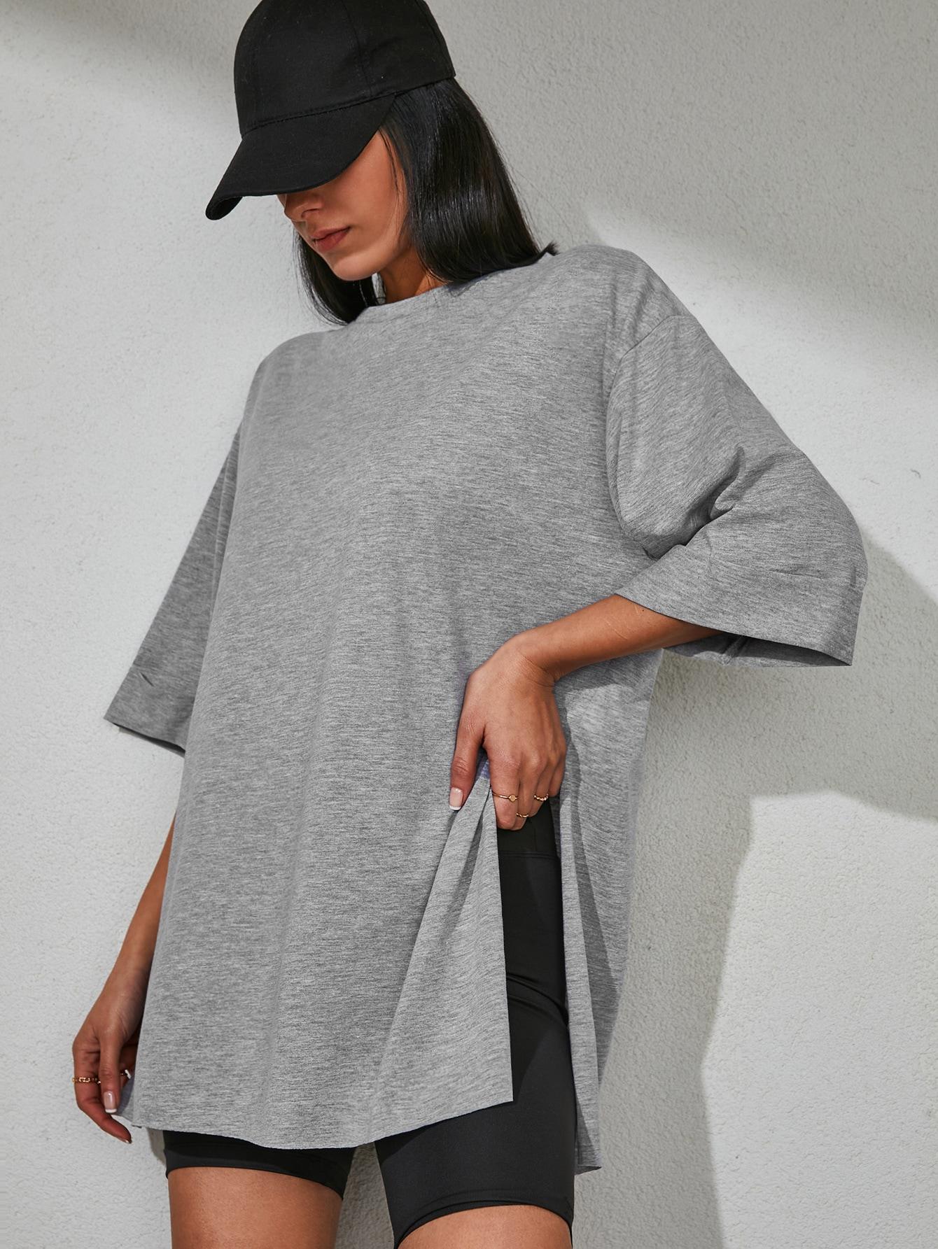 SHEIN SZARY T-SHIRT OKRĄGŁY DEKOLT S06__OS