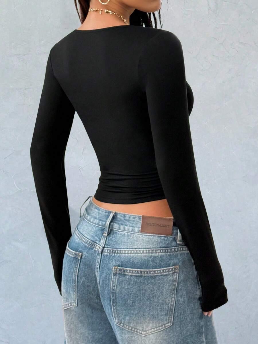 SHEIN CZARNA BLUZKA KORONKA S06__S